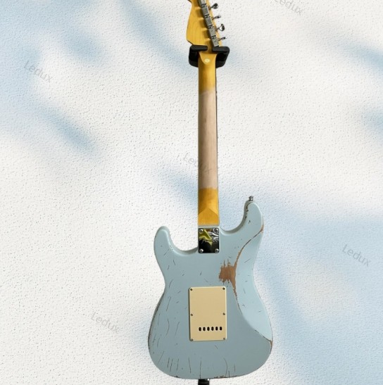 Light Blue Vintage Electric Guitar 6 String Chrome Part 3S Pickups Tremolo