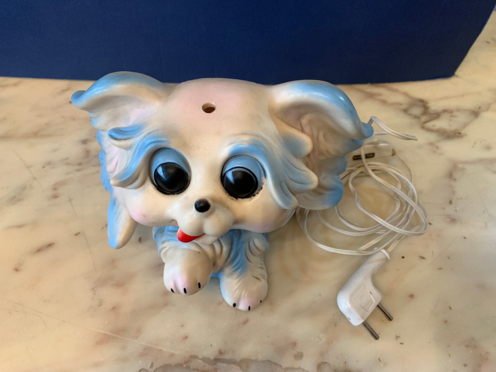 VINTAGE RUBBER TOY ABAT JOUR LAMP LEDRA LEDRAPLASTIC PUPPY DOG 1960s italy