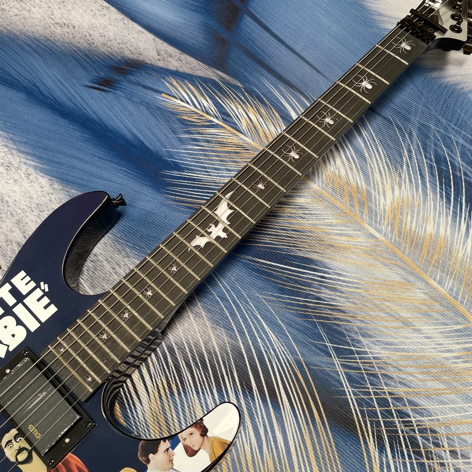 High Quality Discount Electric Guitar with White Zombie Graphic, Black Hardware
