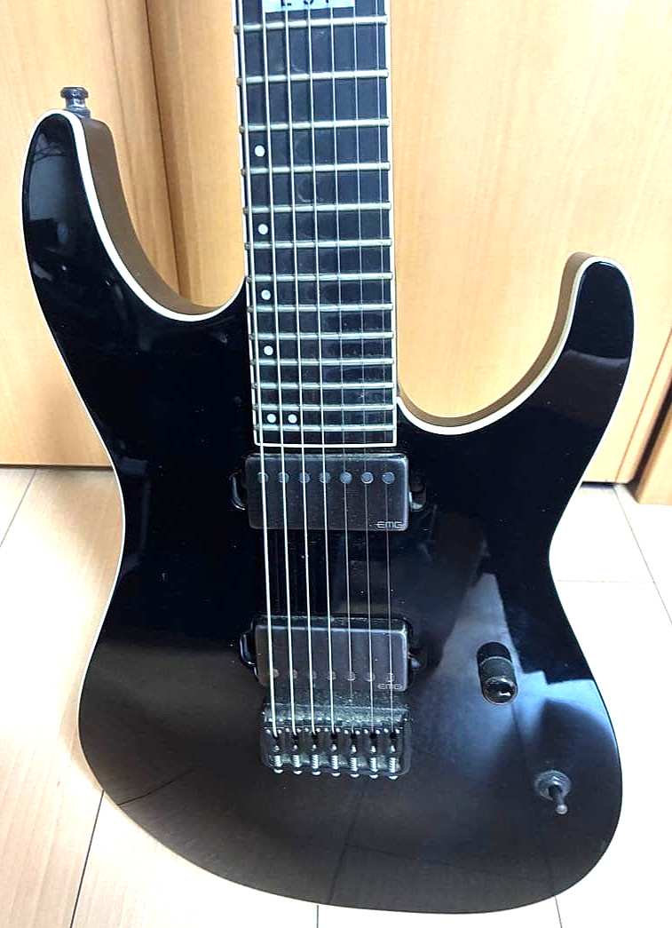 ESP E-II M-II Seven NT 7-String Neck Thru Black EMG Ebony Metal Guitar MIJ Japan