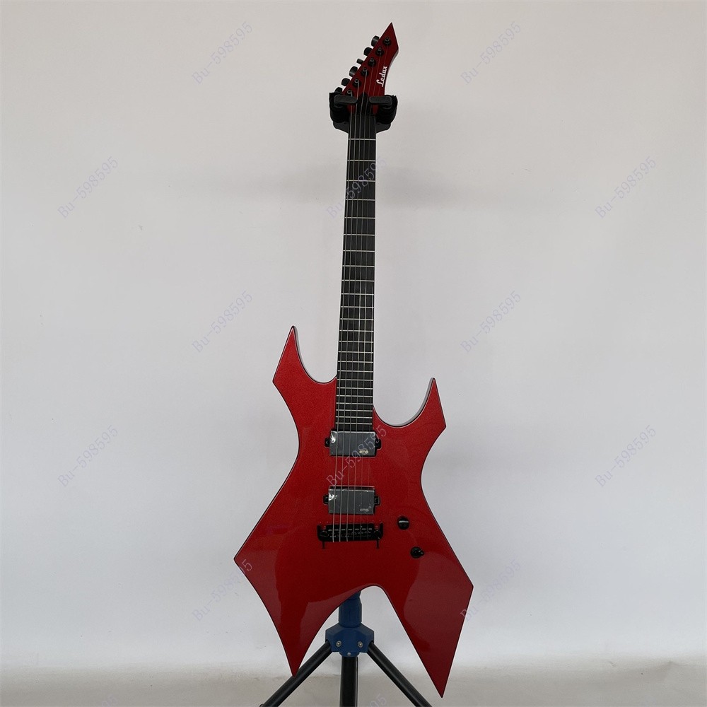 Ledux Solid Body Electric Guitar Stainless Rounded Fret Edge Fixed Bridge Red