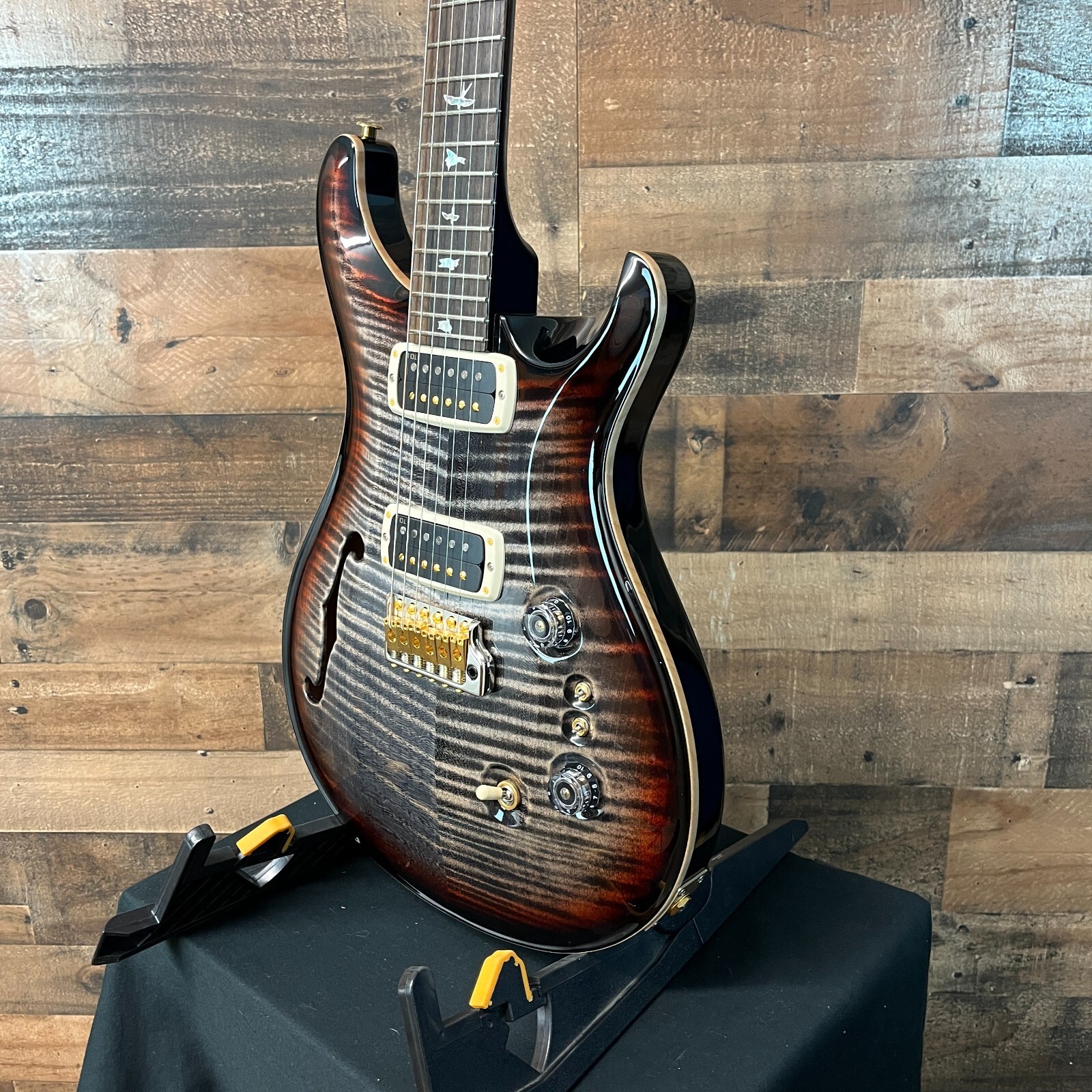 SALE PRS 40th Anniversary Custom 24-08 Semi-Hollow, Charcoal Tri-Color Burst 065