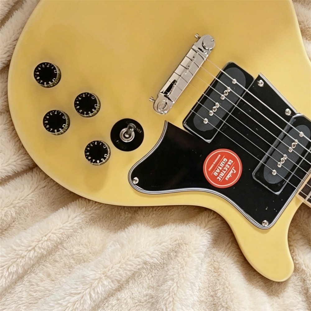 Junior Solid Electric Guitar Double Cutaway P-90 Pickups Stainless Fret Cream
