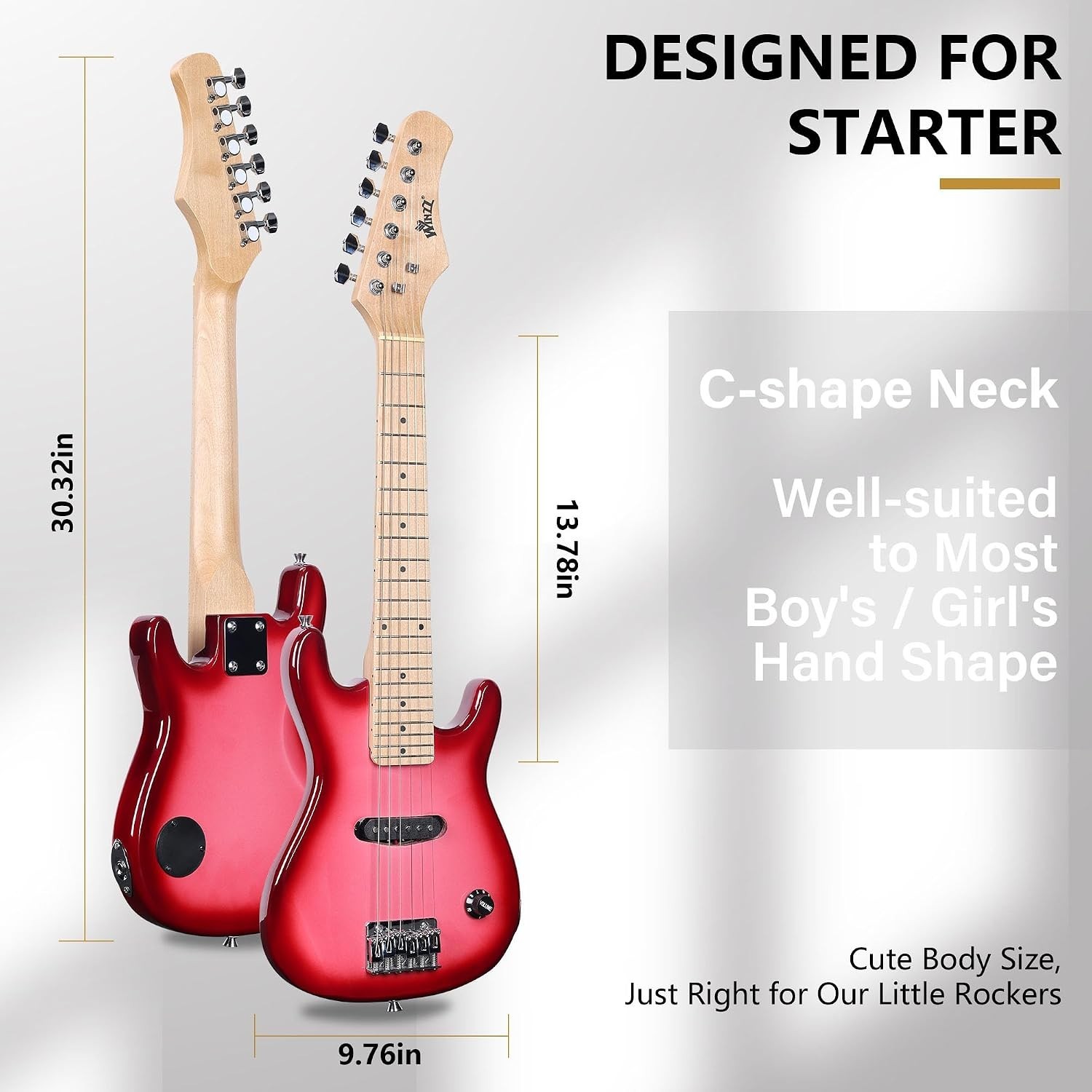Stylish Gradient Pink 30-Inch Electric Guitar for Little Rockers – Starter Pack