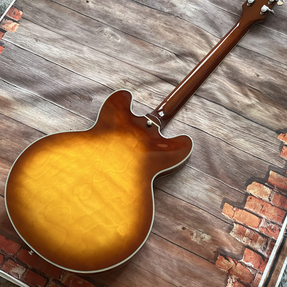 Custom 335 Sunburst Electric Guitar HH Pickups Rosewood Fretboard free shipping