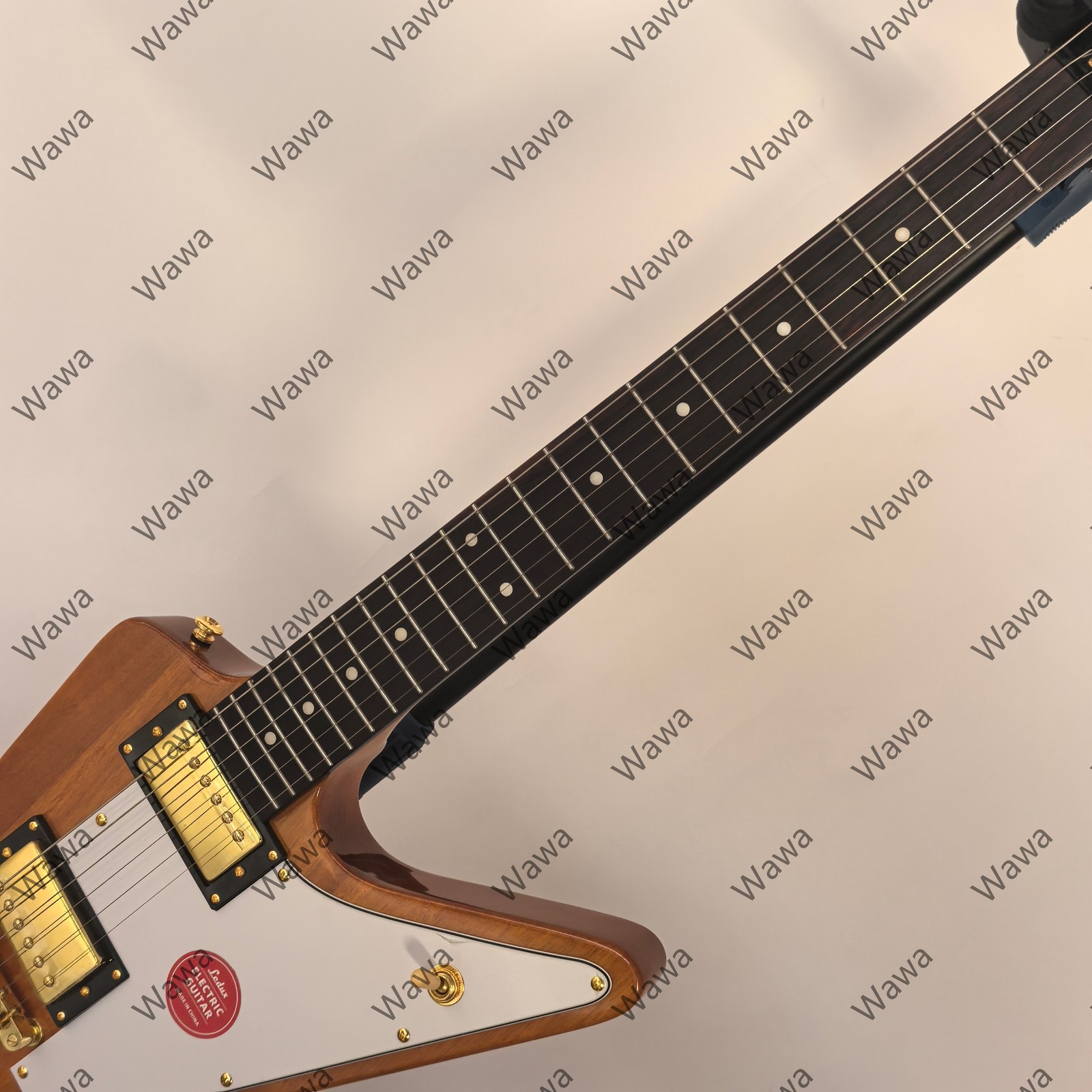 High-end Dual Humbuckers Electric Guitar Natural Mahogany Finish Gold Hardware