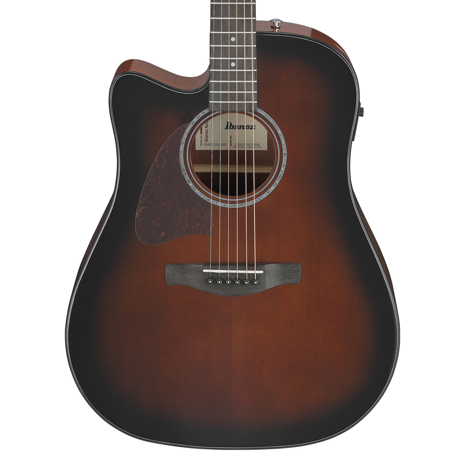 Ibanez AAD51LCE Left Handed A/E Guitar – Dark Violin Sunburst High Gloss