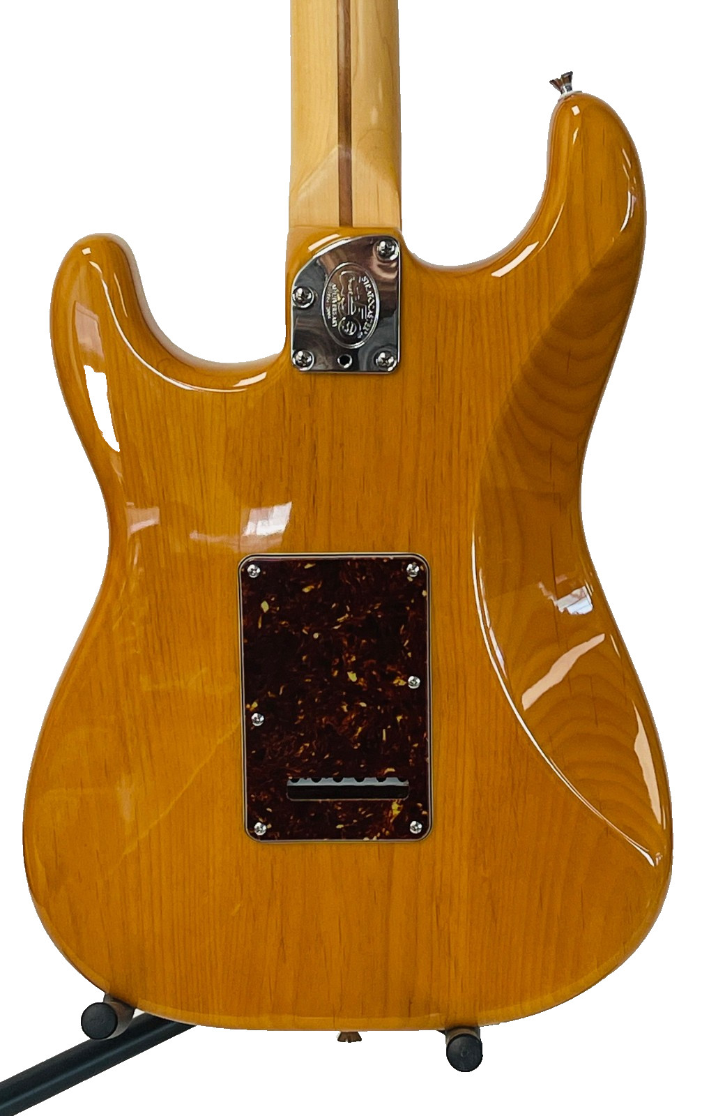 2004 Fender American Deluxe Stratocaster Amber USA S-1 SCN OHSC Case Tags