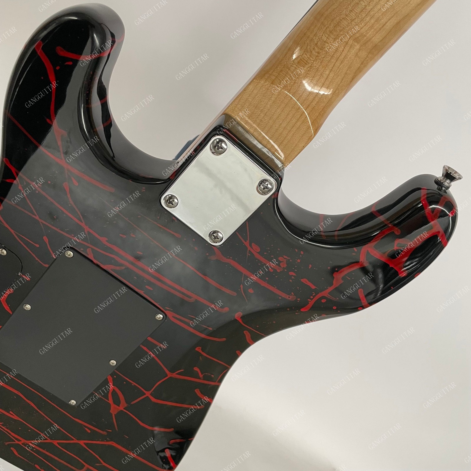 Solid Body Electric Guitar Stainless Steel Rounded Frets Water Transfer Black
