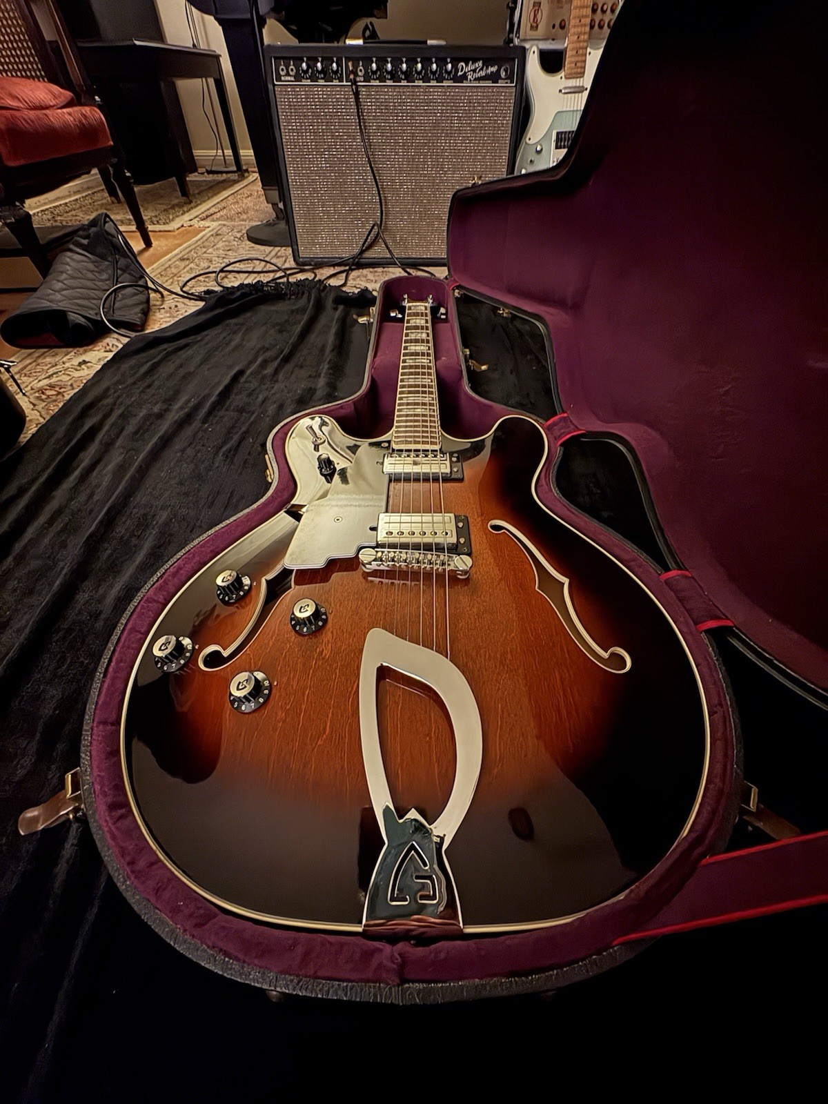 1980 Guild SF-4 Semi-Hollow Electric Guitar Brown 6-String (Left Handed) W/O/C