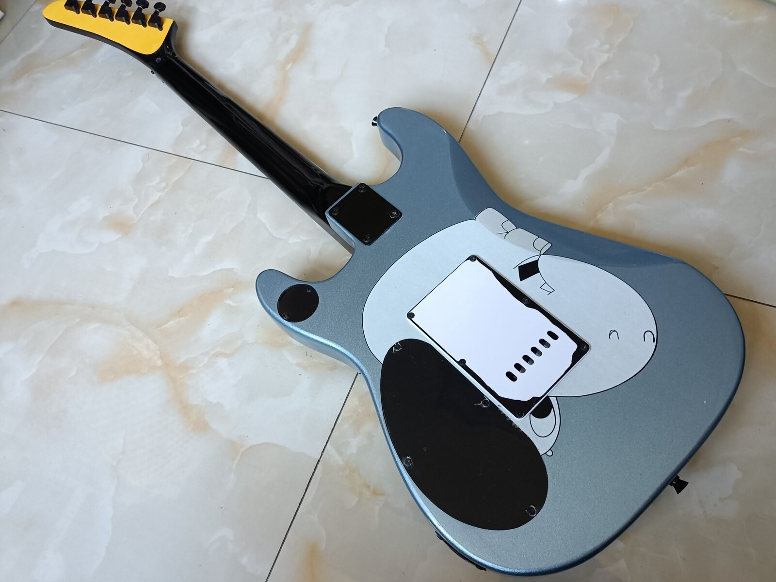 Custom Homeless Electric Guitar Metallic Blue Black Locking Nut Pro Guitar