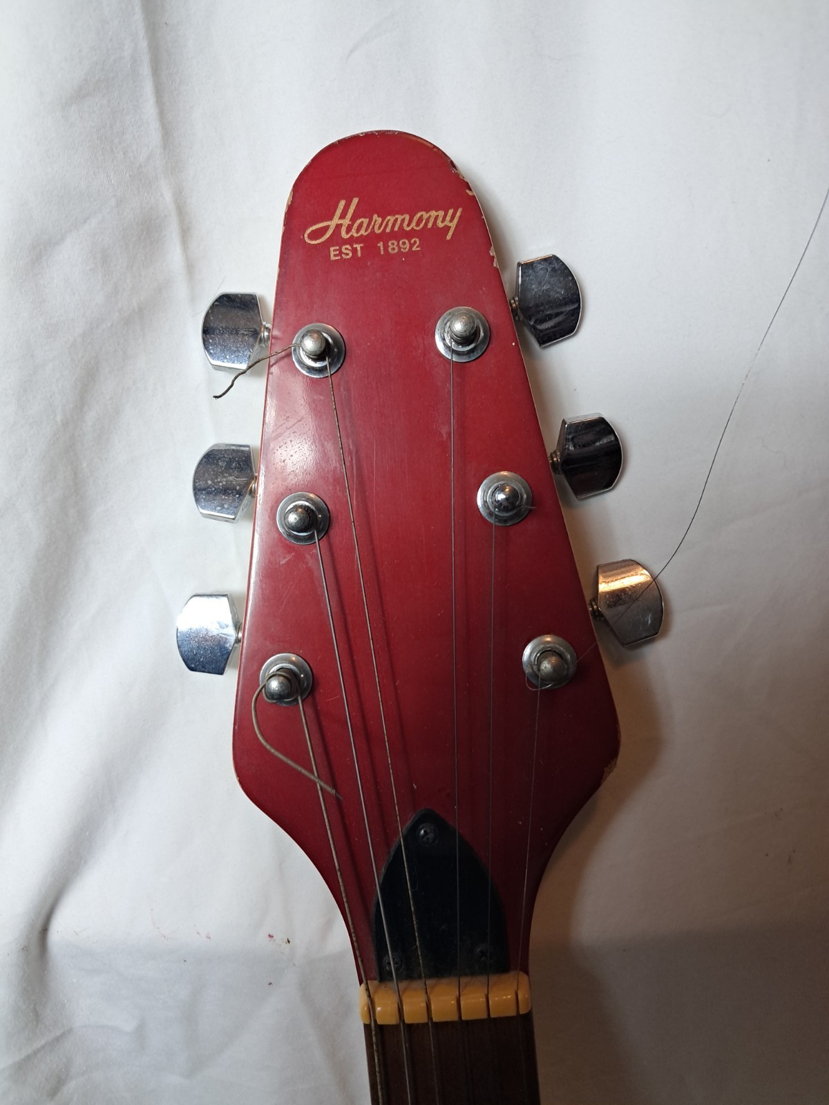 Vintage 1980s Harmony Flying V Electric Guitar Red w/ Soft Case