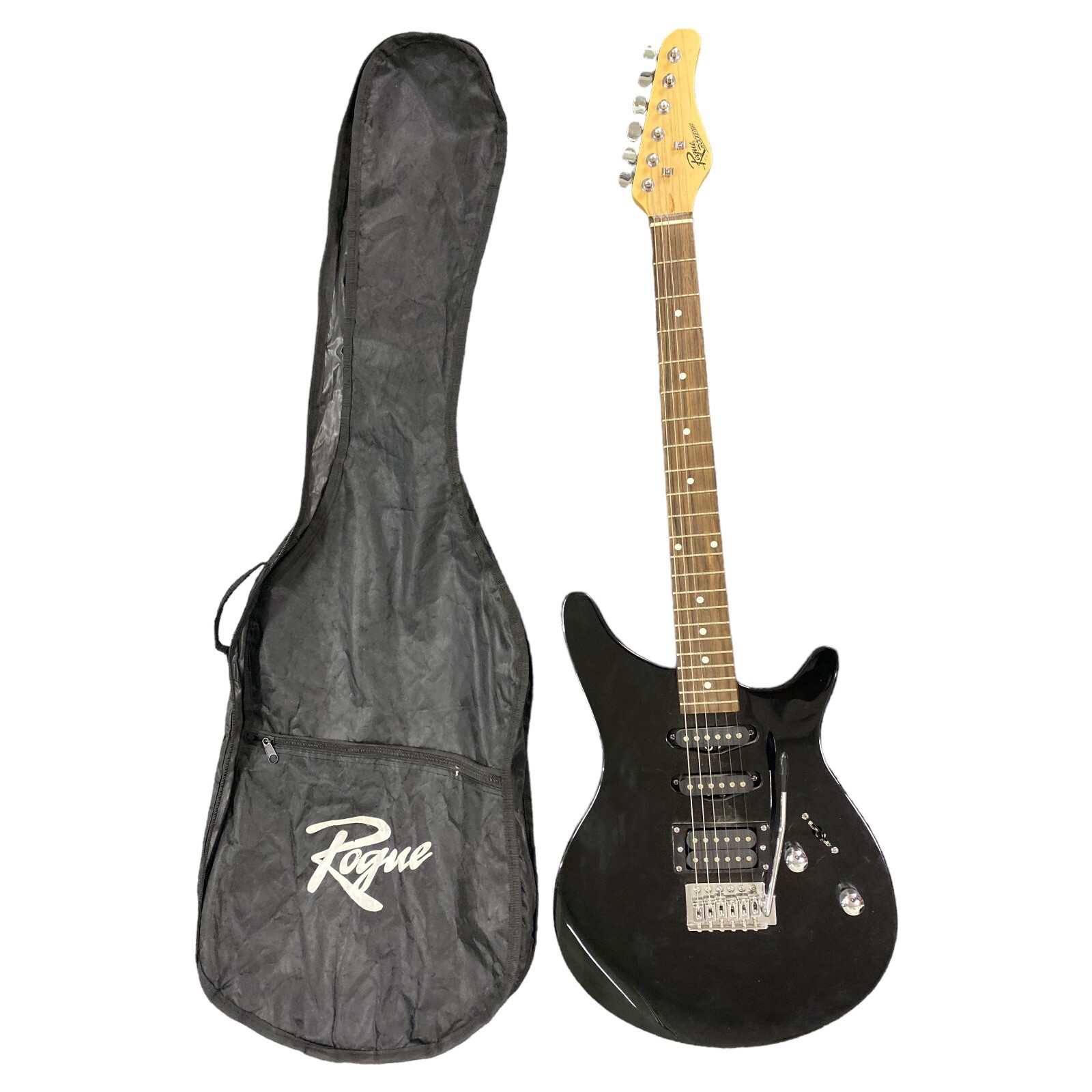 Rogue RR100 Rocketeer Electric Guitar Black Double Cut Away Body 6 String GTR