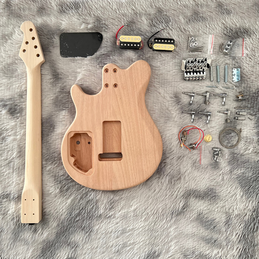 DIY Unfinished Solid Wood Electric Guitar Kit M Canadian Maple Neck CR Part Full