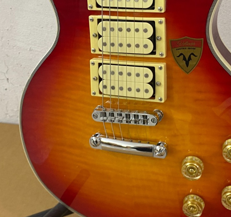 HOT SALE Electric Guitar Cherry Sunburst Maple Flame Top HHH Pickup US Warehouse