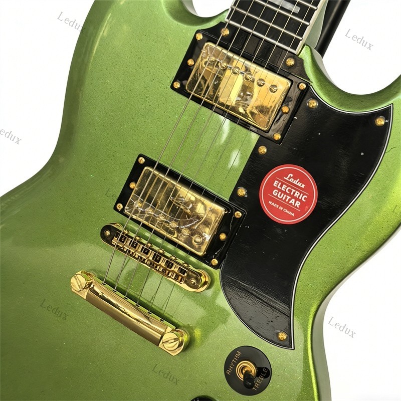 Ledux Solid Electric Guitar Bone Nut Stainless Rounded Fret Edge Metallic Green