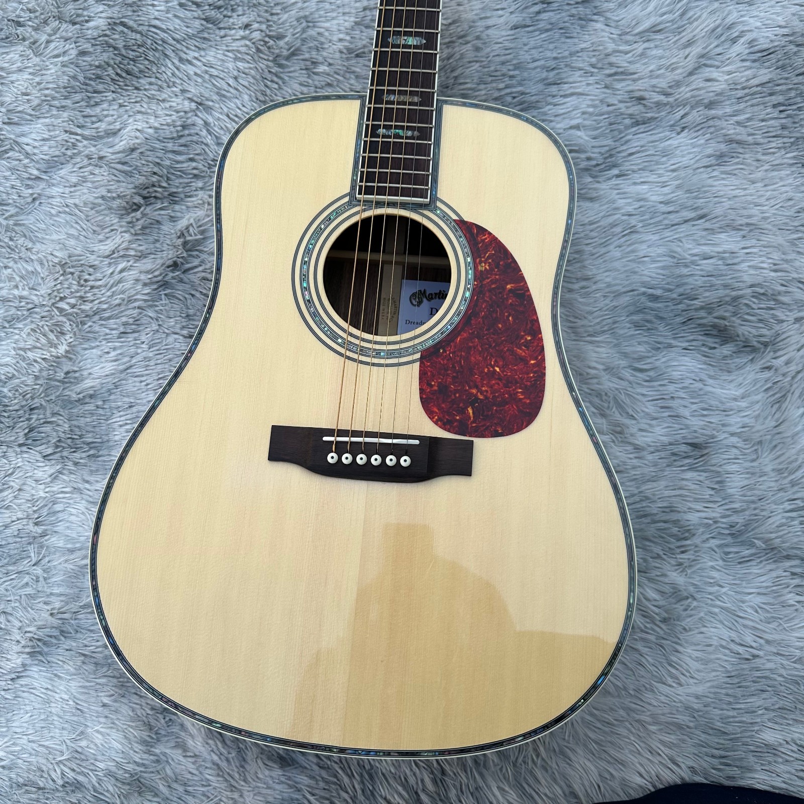 Handmade Large 41 Inch Acoustic Guitar With Abalone Shell Inlaid