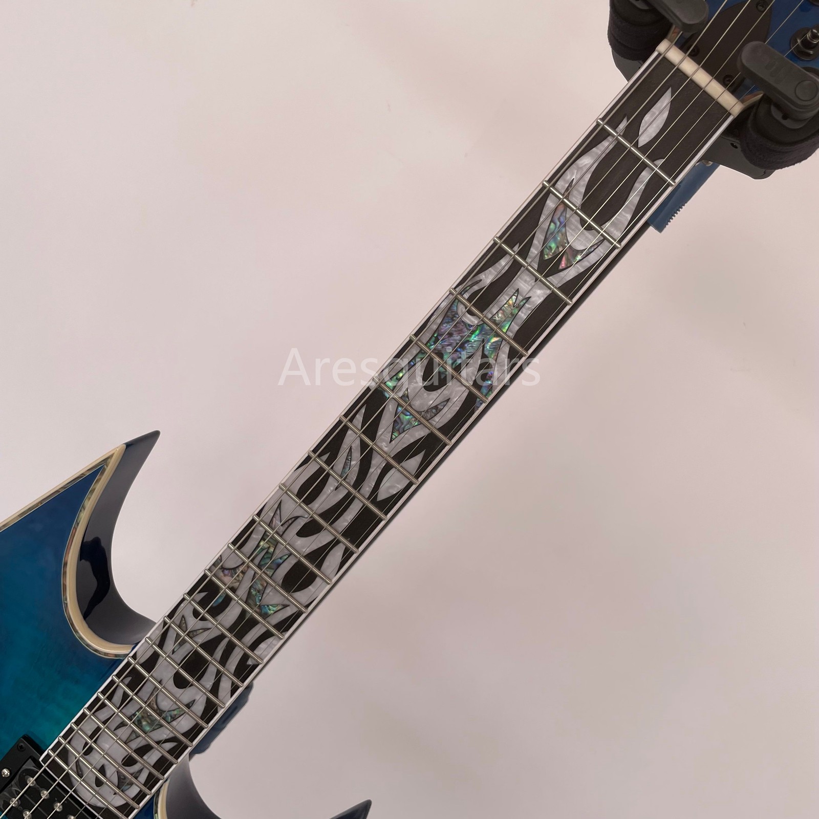 Warlock MK3 Solid Electric Guitar Stainless Fret Flamed Maple Top FR Bridge Blue