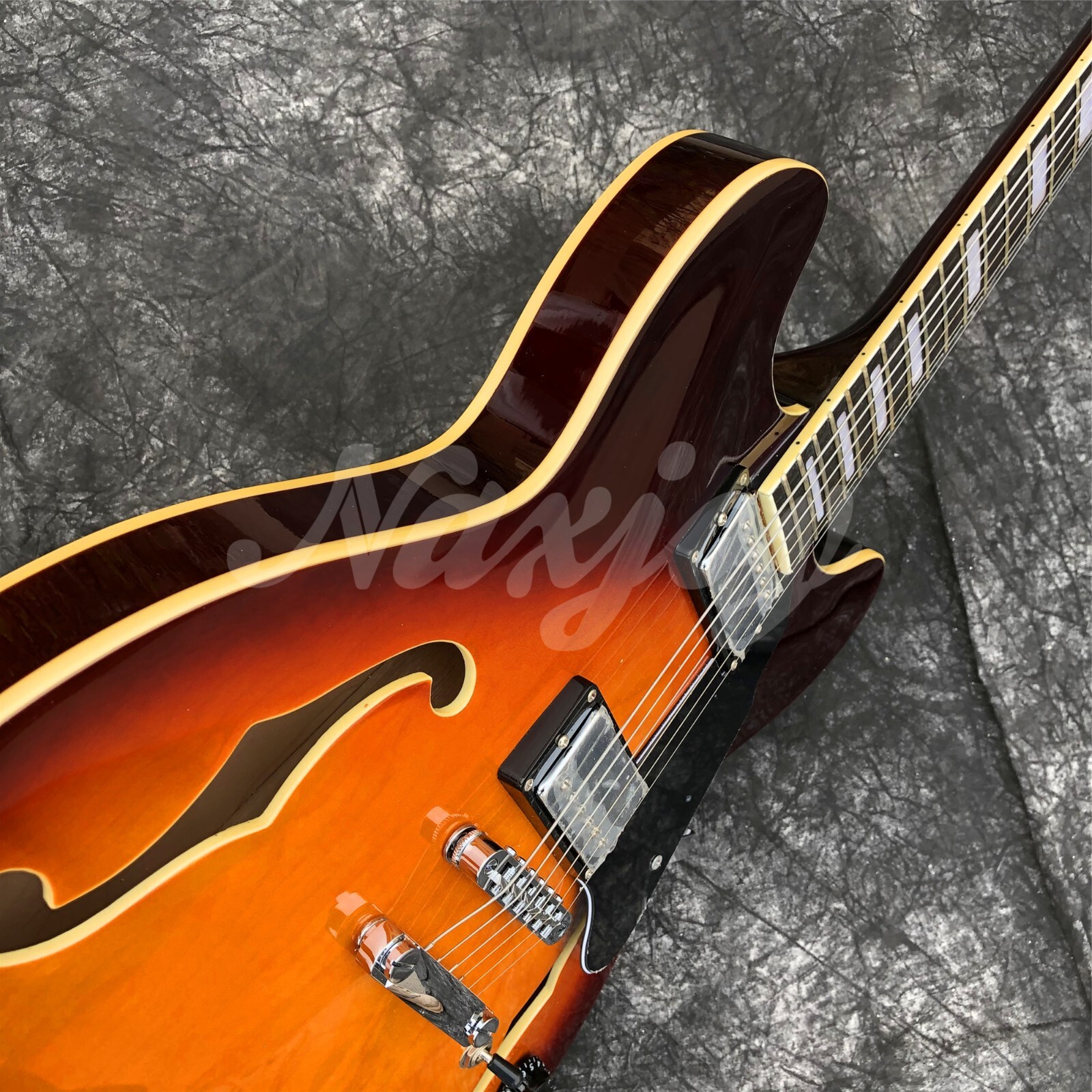 Grote Sunburst Maple Electric Guitar Semi Hollow F holes Archtop Jazz Guitar