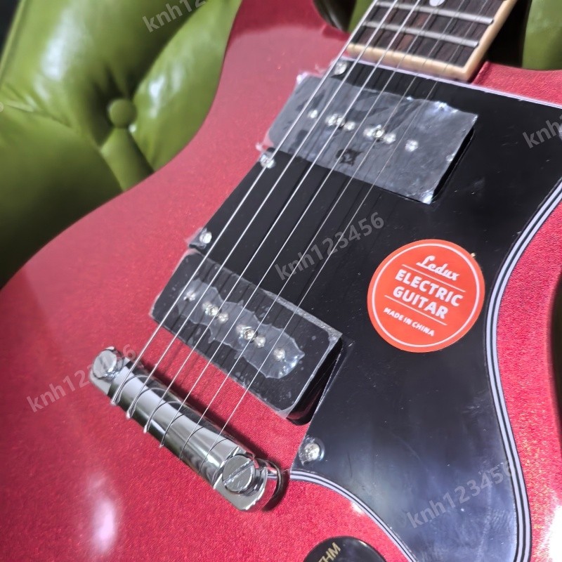 Solid Body Electric Guitar Red 2 P90s Wrap Stainless Rounded Fret Edge Bone Nut