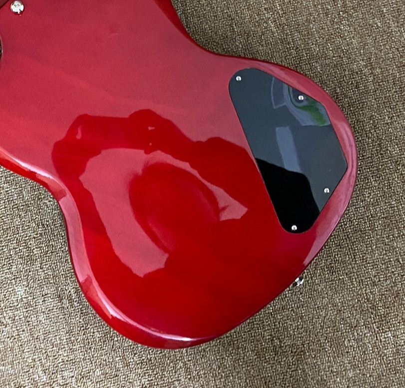 Glossy Left-Handed Electric Guitar Black Pickguard &Lightning Inlaid Fingerboard