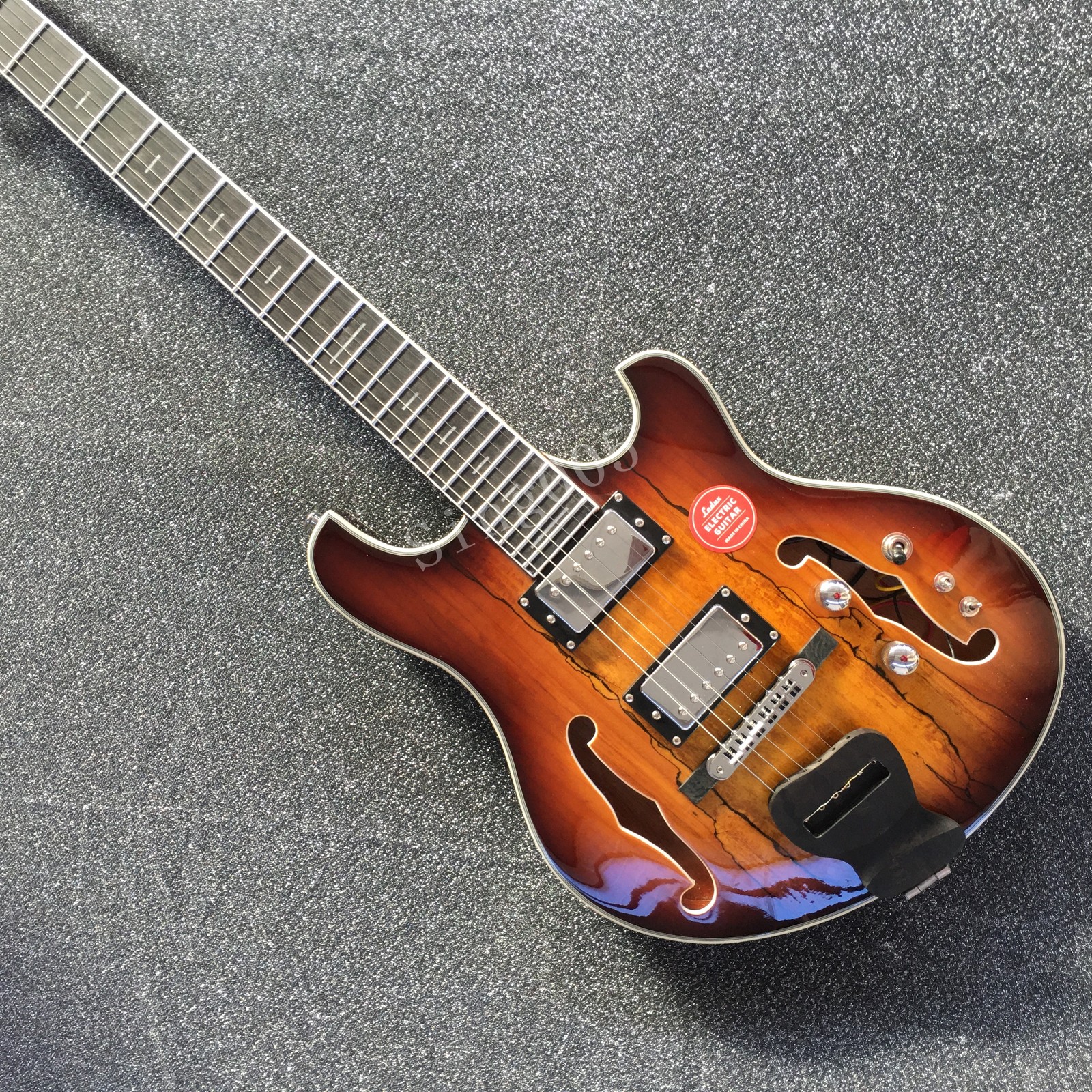 Languedoc Electric Guitar Semi-Hollow Body Vintage Sunburst Spalted Maple Top