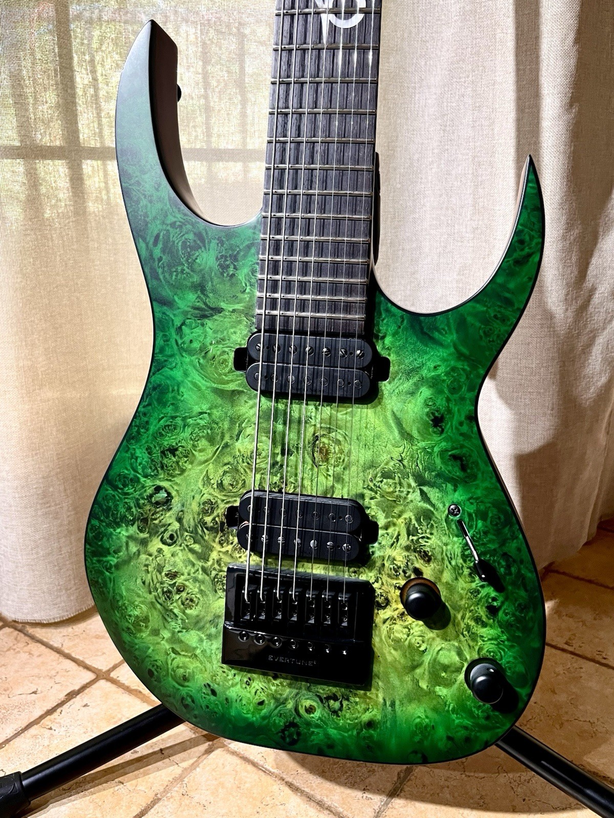 Solar S1.7LB – Lime Burst Matte Electric Guitar – 7 String – Evertune – W/ Case