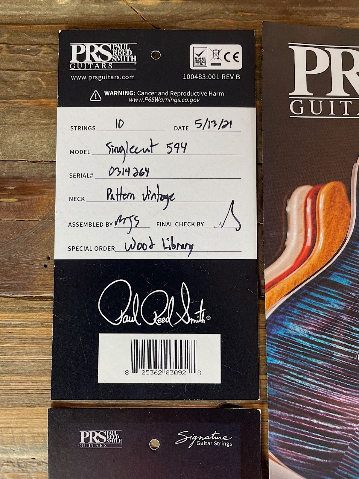 2021 PRS McCarty Singlecut 594 Wood Library “10 Top” Turquoise