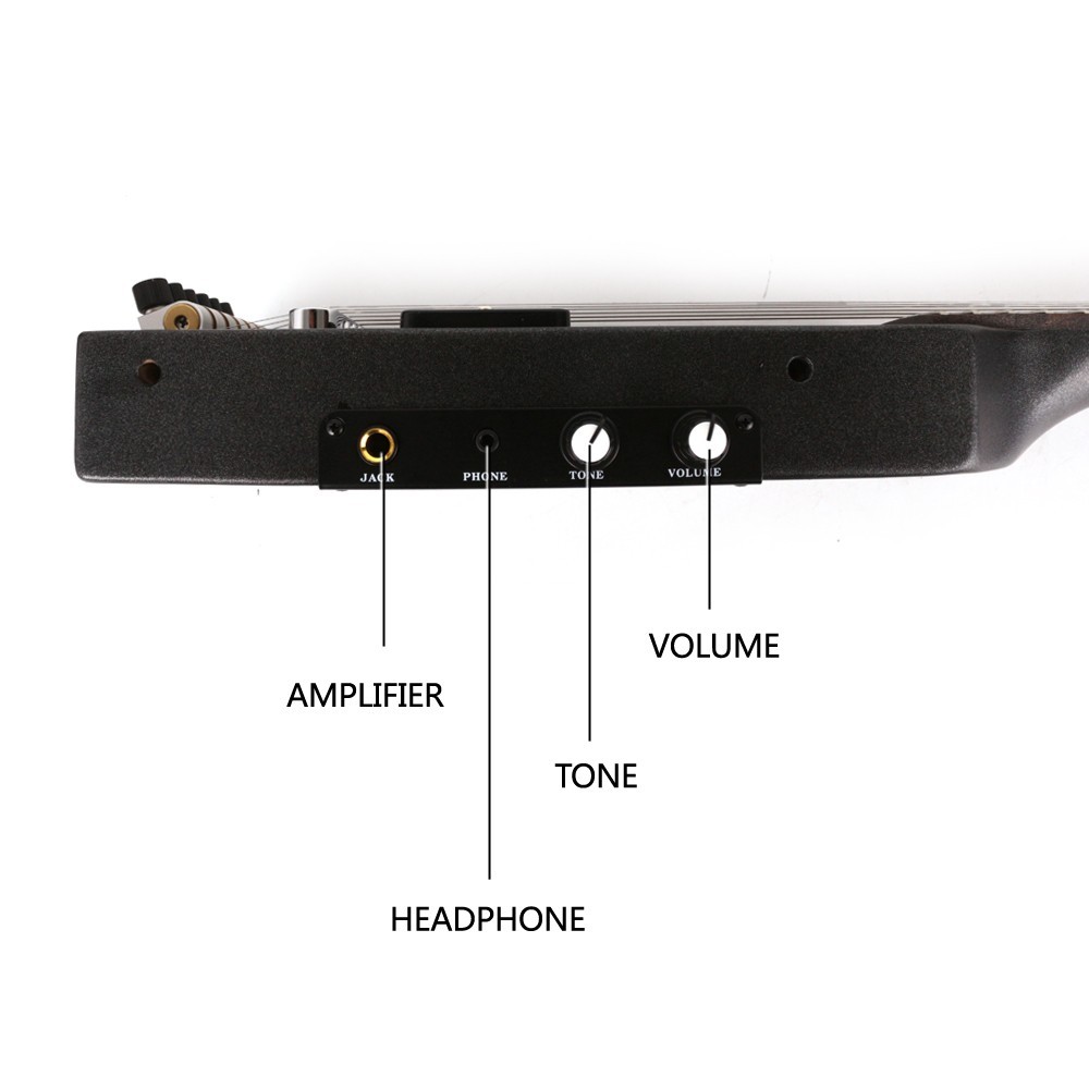 Full scale length Electric Guitar Headless Silent Travel Portable Effect&Bag E75