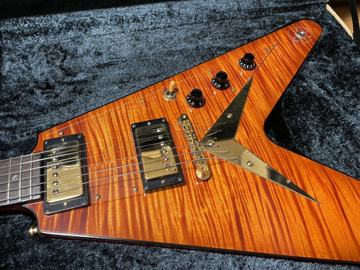 Tak Burst Esp Custom Made Flying V Jacaranda Fingerboard
