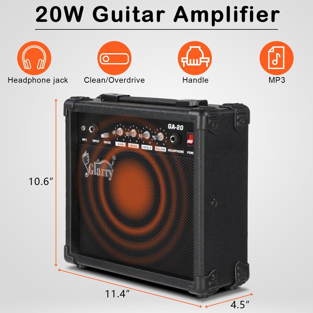 Glarry GST Stylish H-H Pickup Electric Guitar Kit Right Handed with 20W AMP Bag