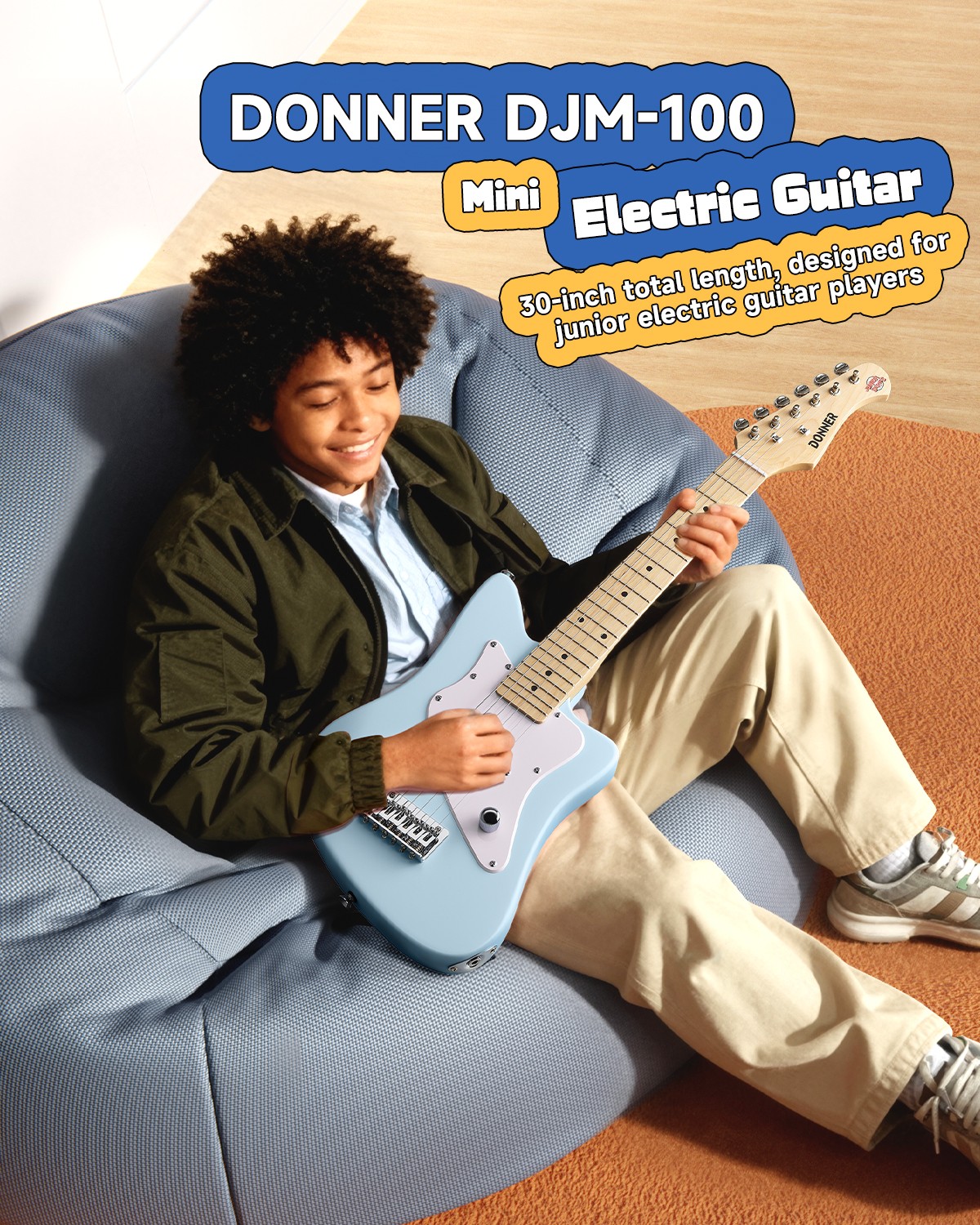 Donner 30 Inch Kids Electric Guitar Kit – Short Scale Starter Set for Toddlers