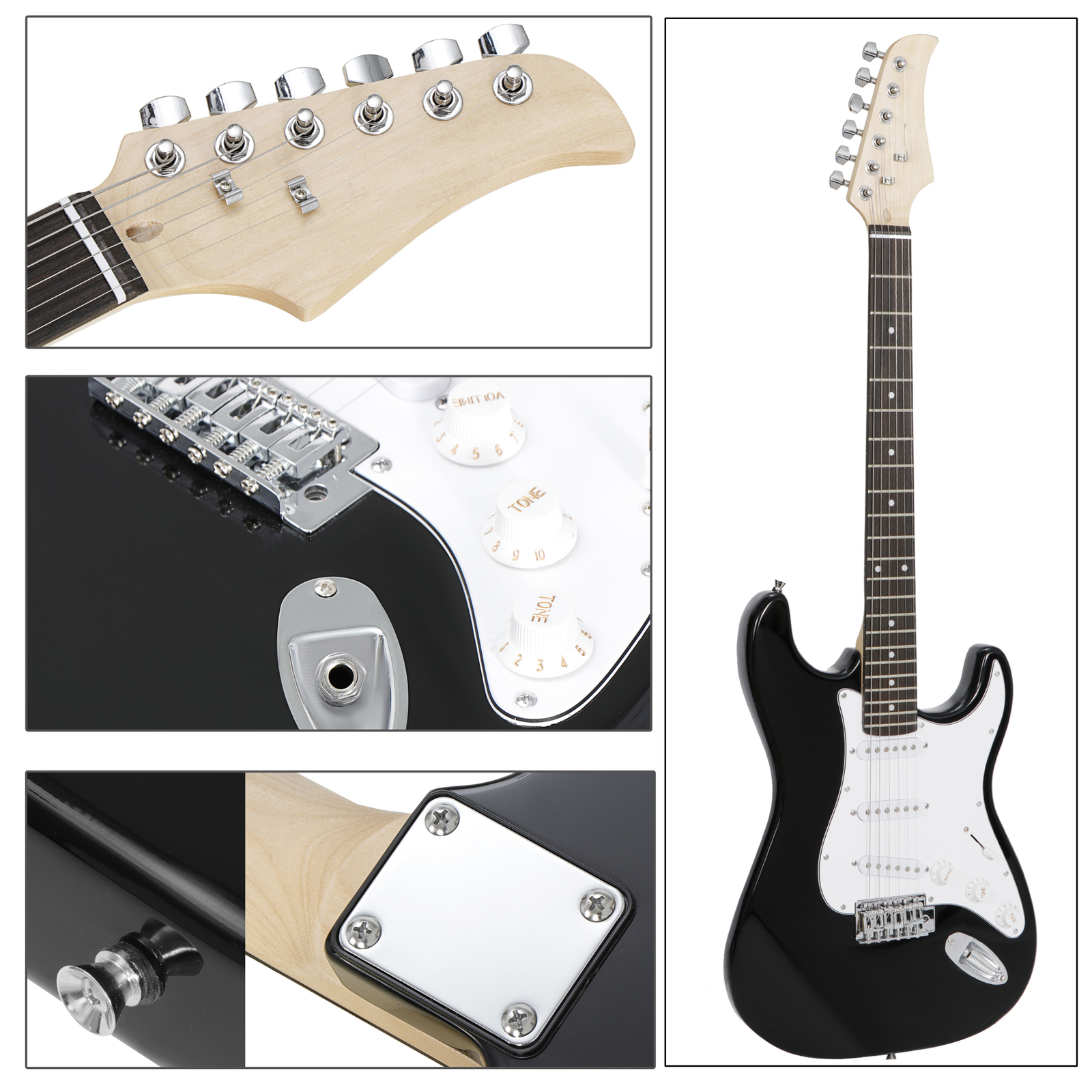 39” Full Size Electric Guitar with 10W AMP, Case & Picks Strap for Beginner