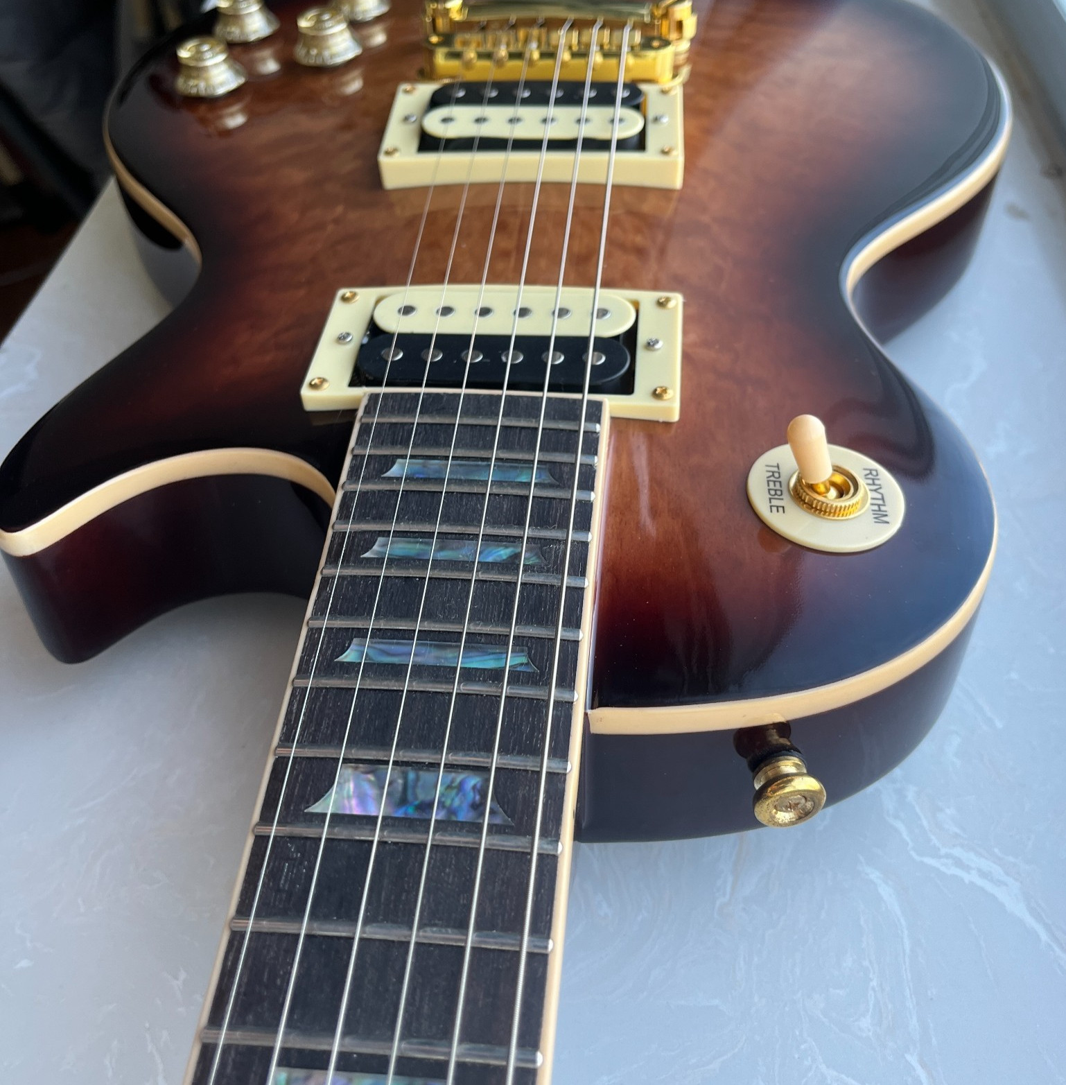 Brown LP Style Electric Guitar Rosewood Fingerboard Zebra pickups