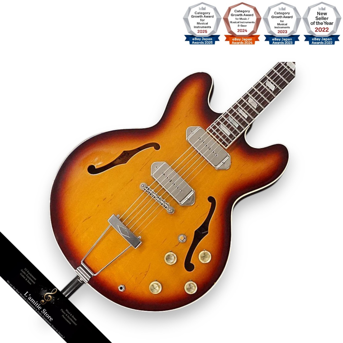 Epiphone Casino Japan 1999 Vintage Sunburst P90 Hollow Guitar