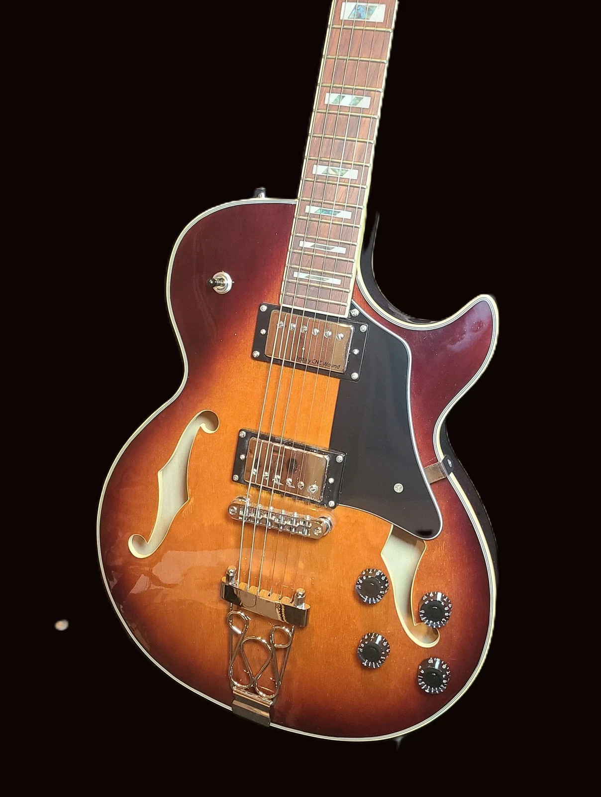 IYV-IJZ-300A TSB Jazz Solid hollow-Body Electric Guitar, Tobacco Sunburst