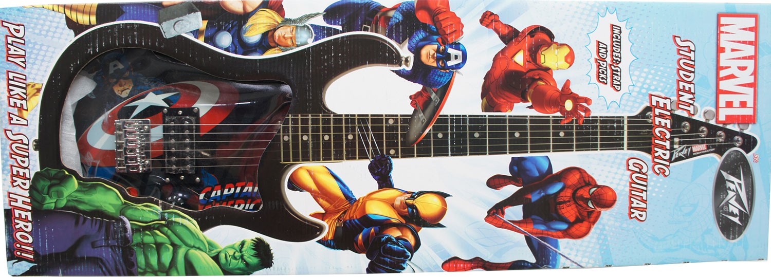 Stan Lee Signed Peavey Marvel Captain America 3/4 Electric Guitar & Certificate!
