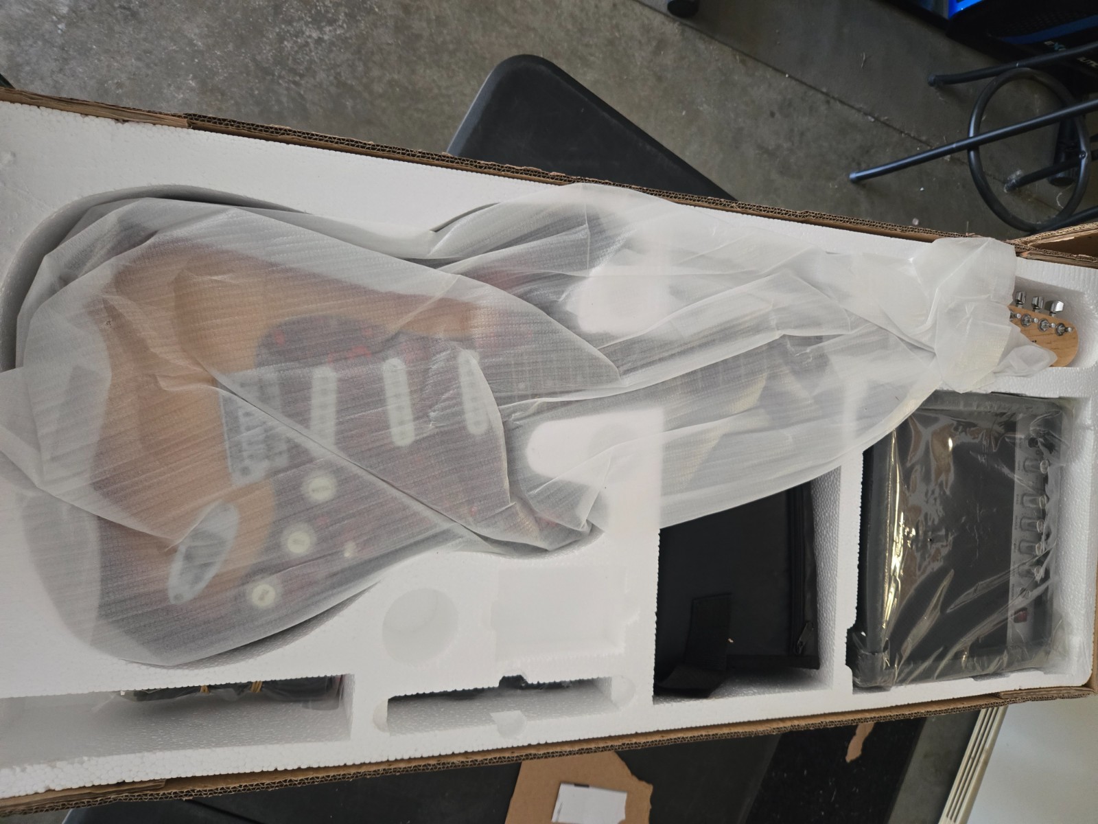 electric guitar, Justin, strap, amplifier, case, strings, picks, new in box