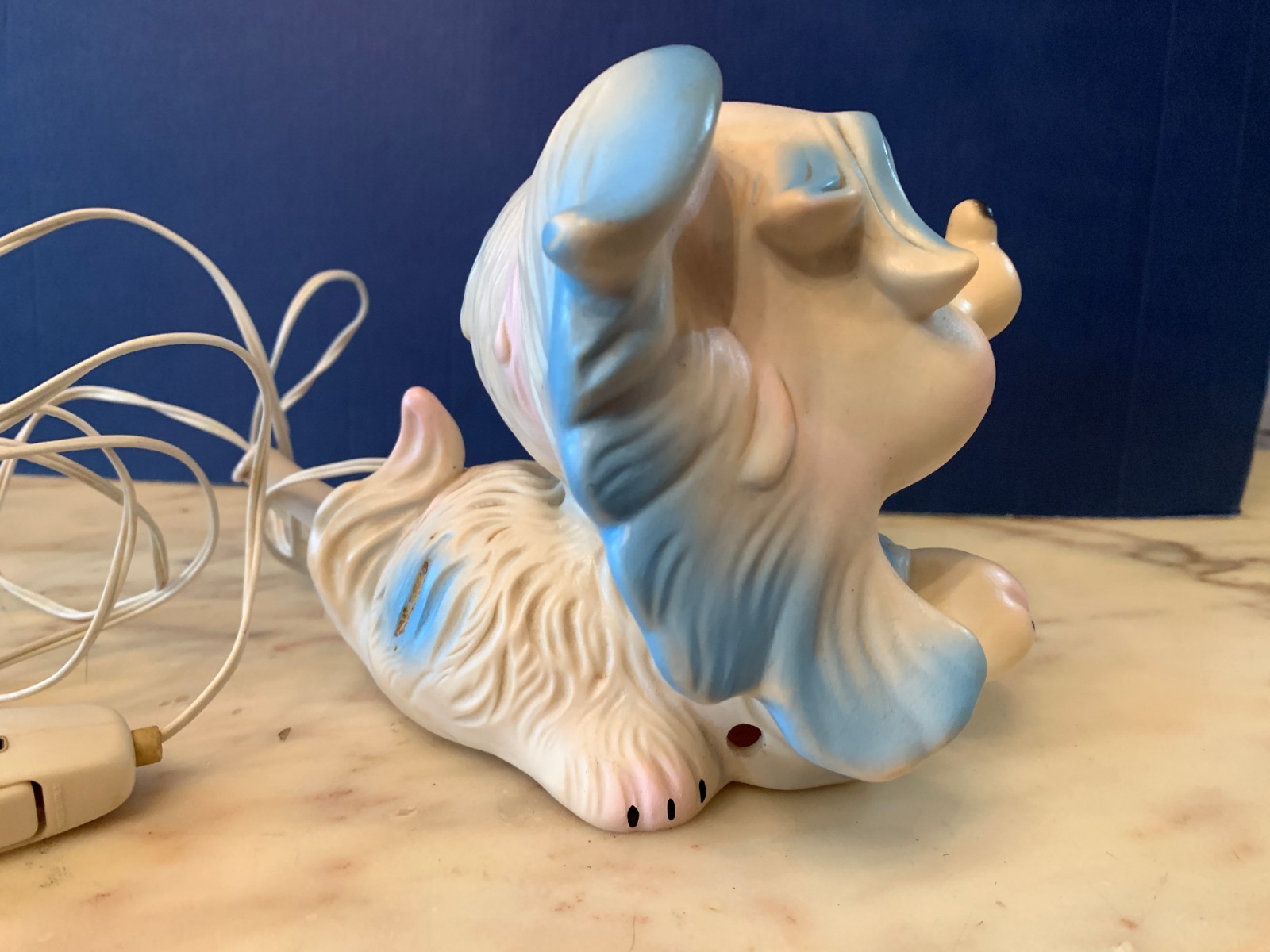 VINTAGE RUBBER TOY ABAT JOUR LAMP LEDRA LEDRAPLASTIC PUPPY DOG 1960s italy