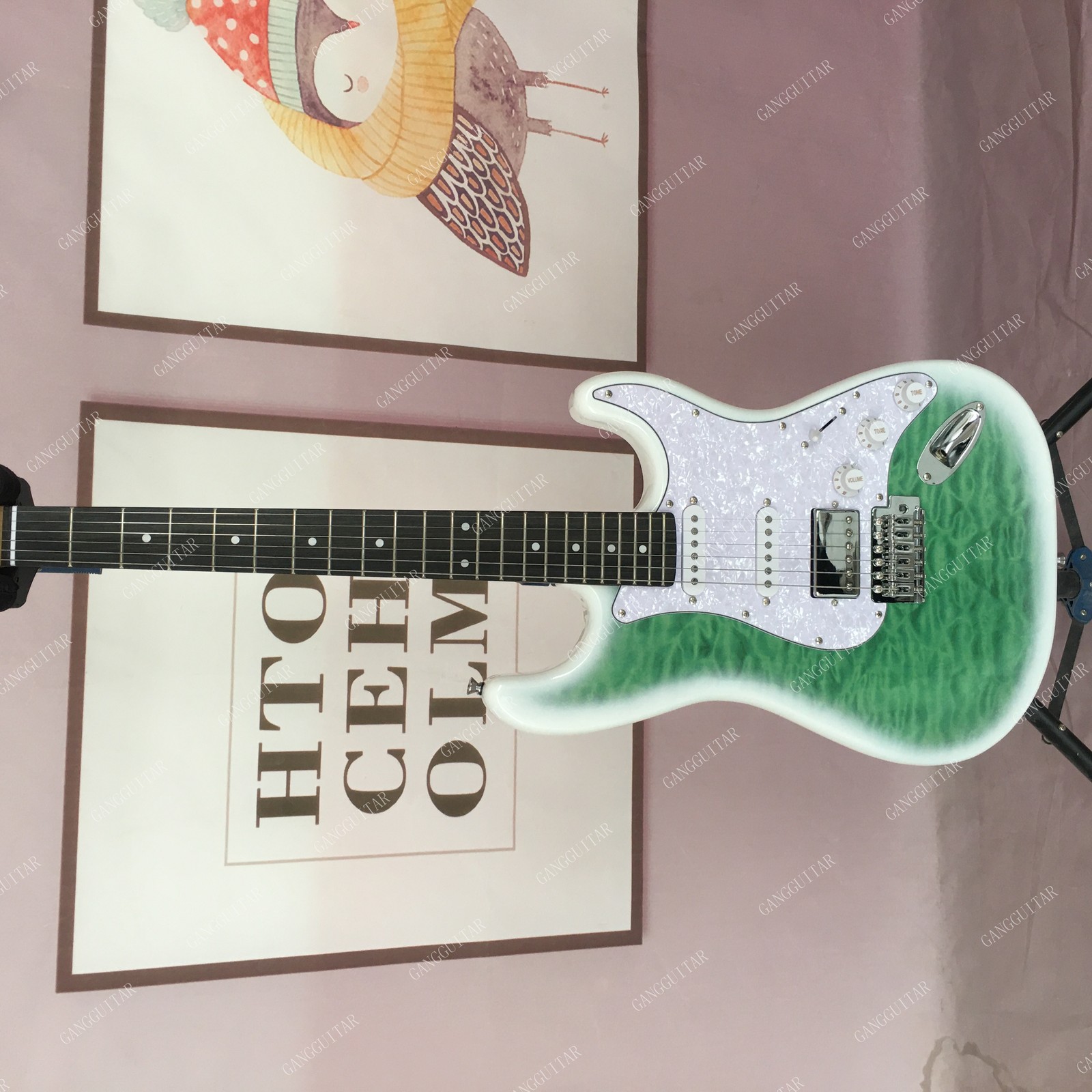 STG Solid body Electric Guitar Stainless Steel Fret Quilted Maple Top Veneer