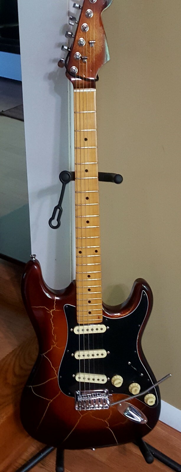 Strat style Electric Guitar Fender Parts Coffee Brown Gold Burst Crackle