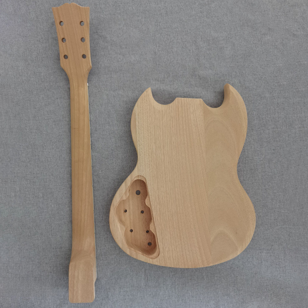 SG style 6 String DIY Electric Guitar Kit Solid Mahogany Body Flamed Maple Top