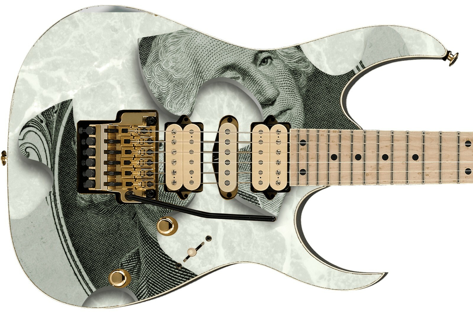 Guitar Skin 3D Puzzle Money Dollar Theme Body Wrap Vinyl Sticker Decal