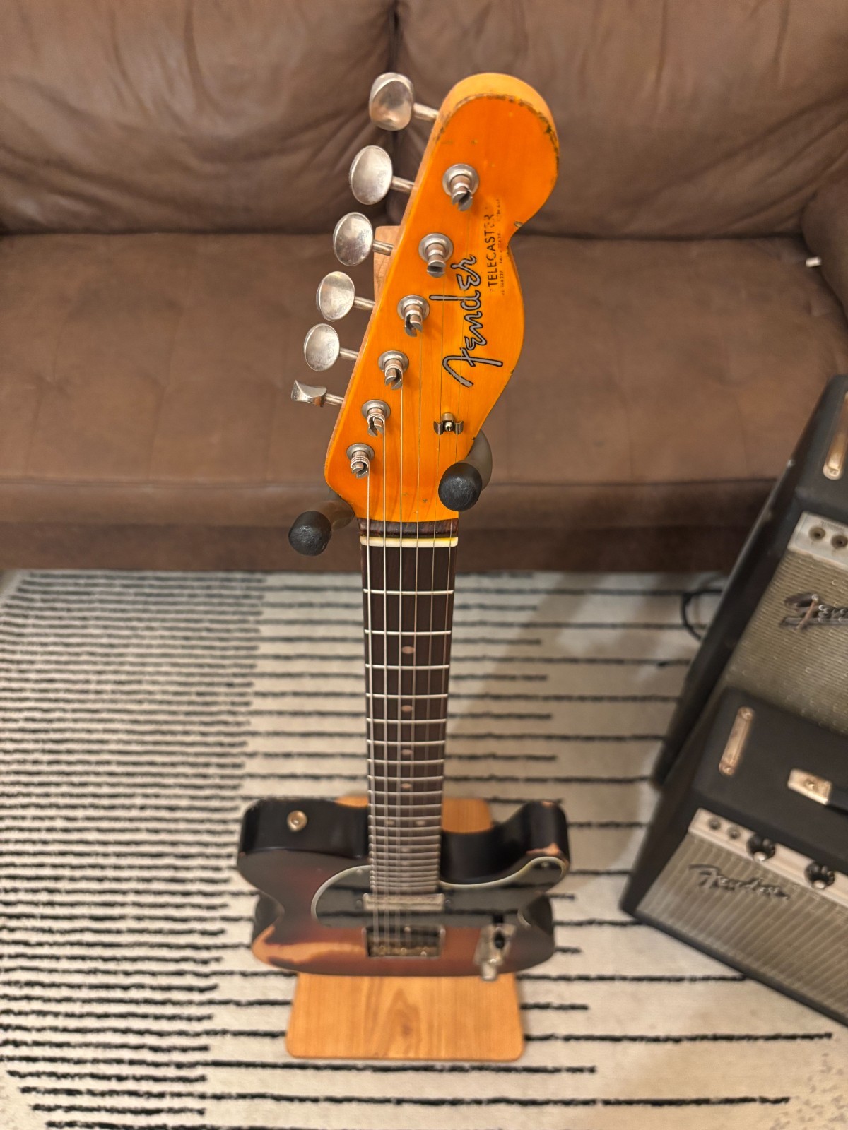 Fender Telecaster 1963 Glas Custom 3-Tone Sunburst Relic 7.8lbs w/ Fender Tweed