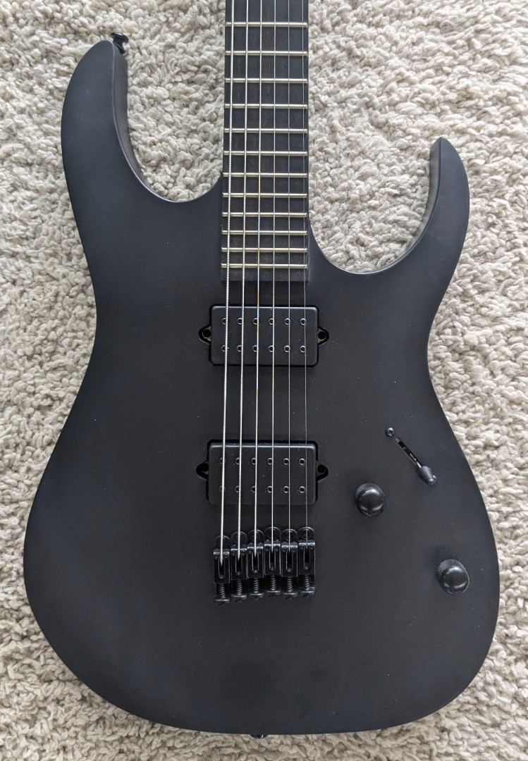 Ibanez RGRTBB21BKF Baritone Electric Guitar, Ebony Fretboard, Flat Black Finish