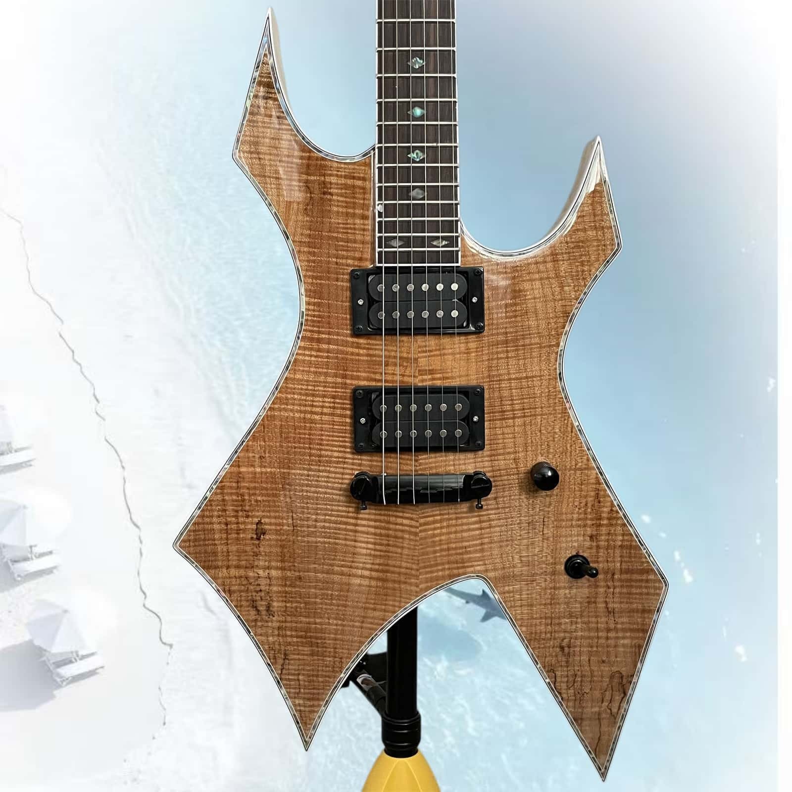 Natural-finish Electric Guitar HH Pickups Laurel Fingerboard Mahogany Body