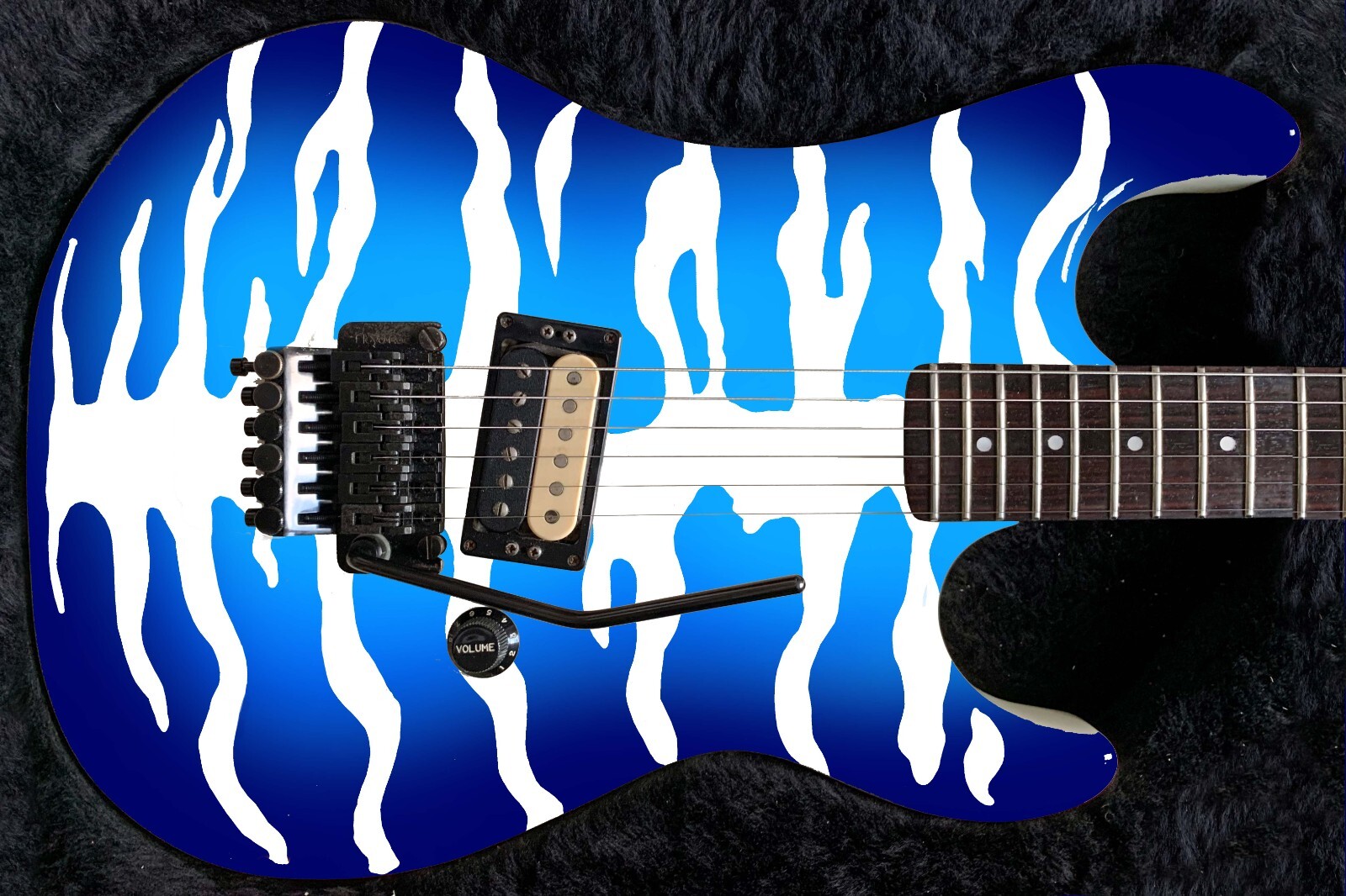 Guitar Skin Axe Wrap Re-skin Bass Reface Blue White Bengal Tiger Stripes 1222