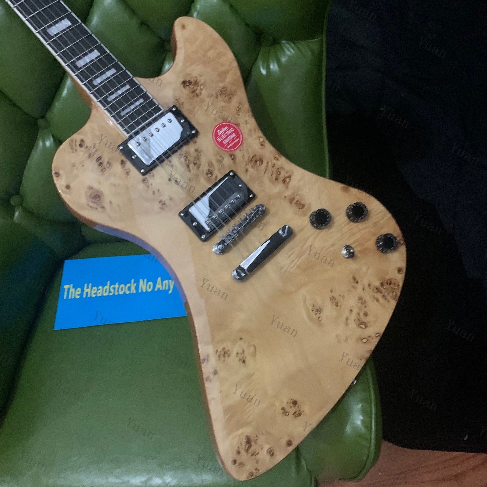Solid Electric Guitar Stainless Steel Frets Burl Top Veneer Gold Hardware