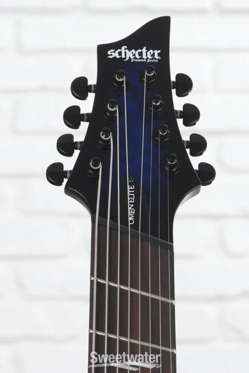 Schecter Omen Elite-8 Multiscale 8-string Electric Guitar – See Through Blue