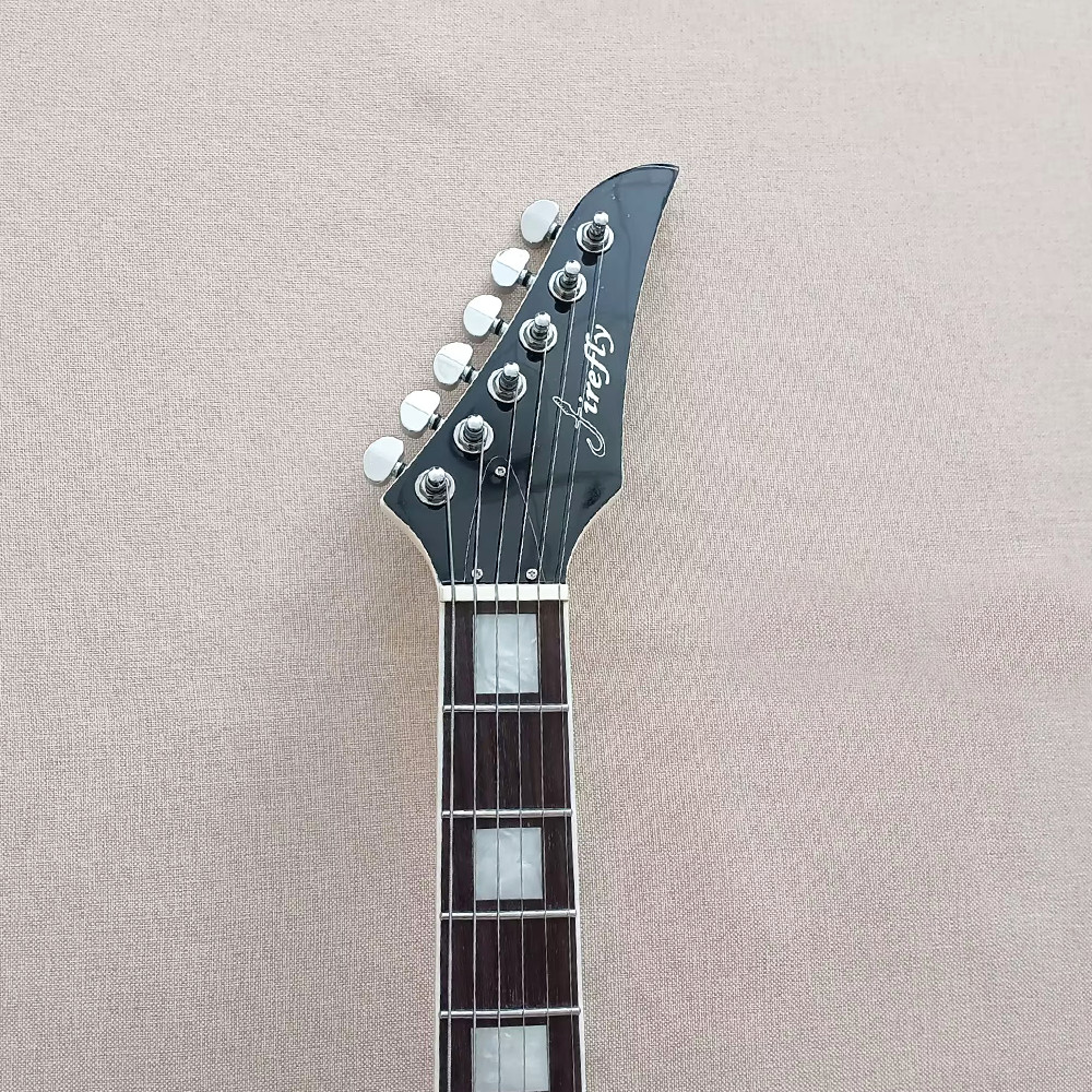 6 String Electric Guitar Mahogany Body Rosewood Fretboard Abalone Inlay In White